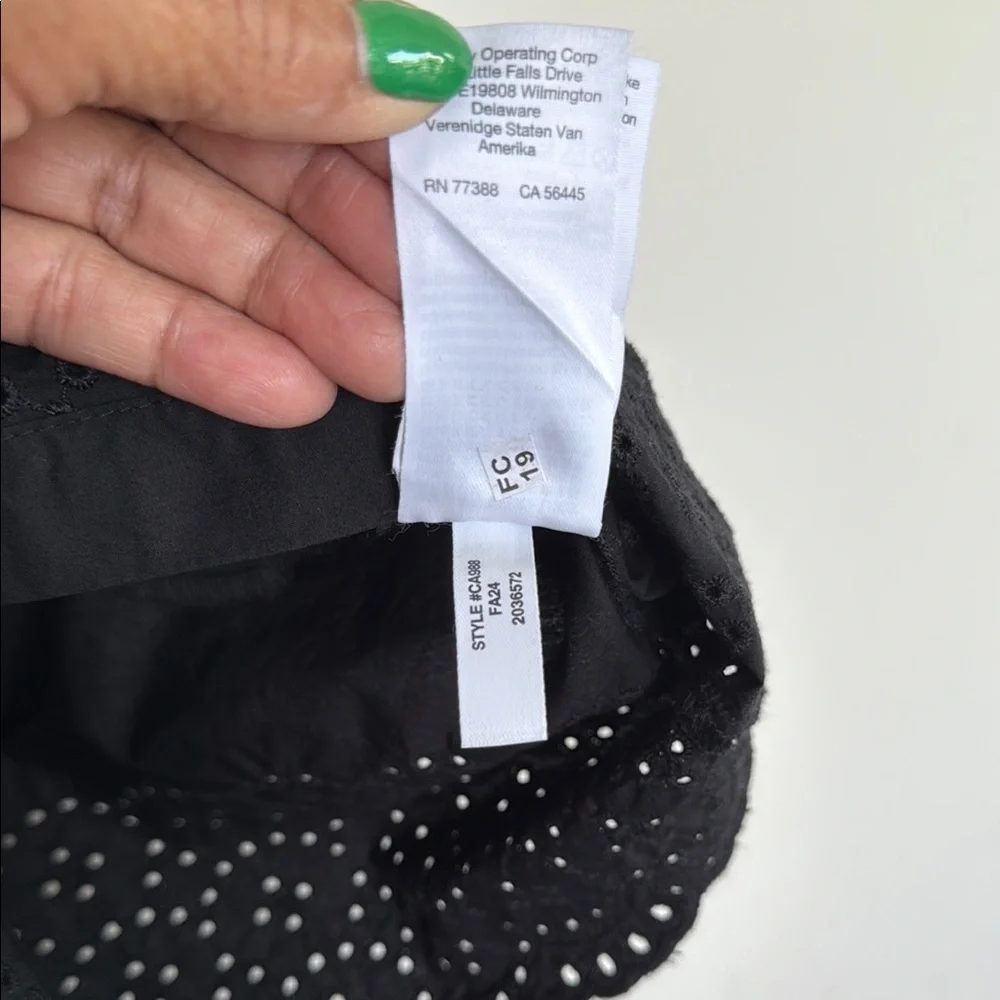 J. Crew Black Pleated Button-Down Top